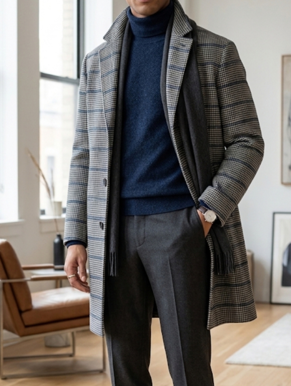 Old Navy Black and White Plaid Men's Coat